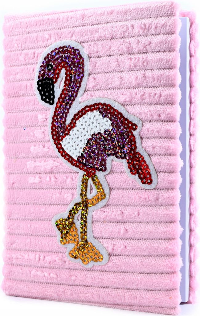 Flamingo Plüsch Tagebuch A5 liniert - Flauschiges Notizbuch für Mädchen 14x20cm