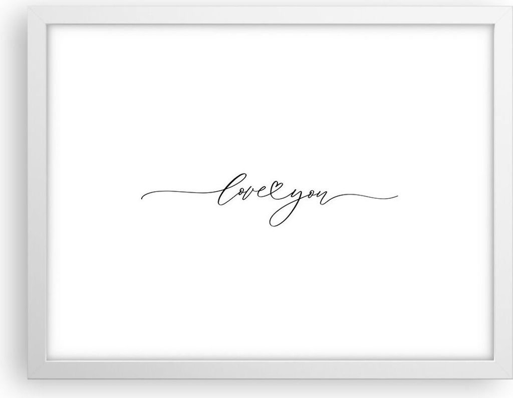 Gerahmtes Poster - Weißer Rahmen - Ich liebe dich handschriftlich - 40x30 cm - Wand Bild - Wanddeko - Wandbilder - Kunstposter - Wandposter - Bild...
