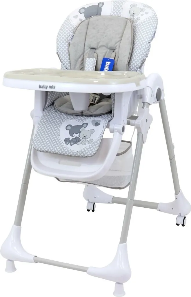 Chaise haute pour repas bébé Baby Mix grise compacte pour petits espaces - 7