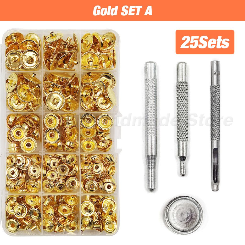 Sharplace Druckknöpfe 25mm Gold - 5 Sets Zum Annähen Für Kleidung & Taschen