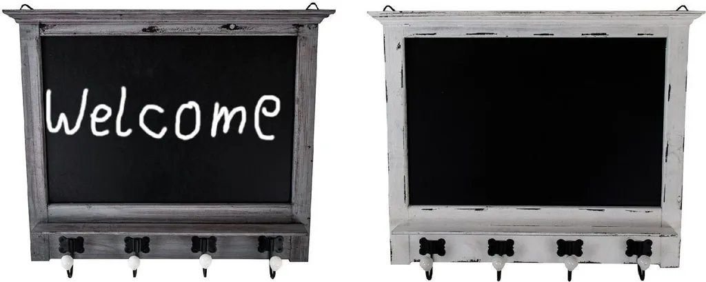 Porte-manteau mural blanc vintage avec tablette de rangement bois