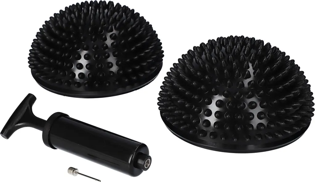 Kit Proprioception et Équilibre : 2 Hémisphères Noirs 16 cm et Pompe