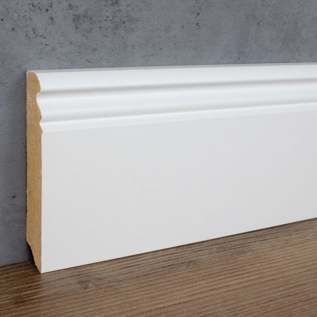 PROVISTON | Sockelleiste MDF | 19 x 96 x 2500 mm | Weiß | Leiste Berliner Profil