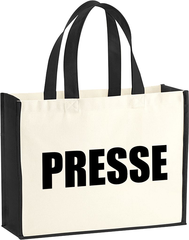 Huuraa Jutetasche Presse Schriftzug 21 Liter Black Jute und Baumwolle Einkaufstasche Geschenkidee