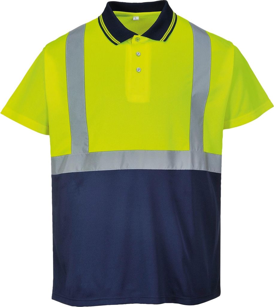 Portwest Herren Kurzarm 2 Ton Hi-Vis Polo Shirt RW5444 (L) (Gelb/Marineblau)