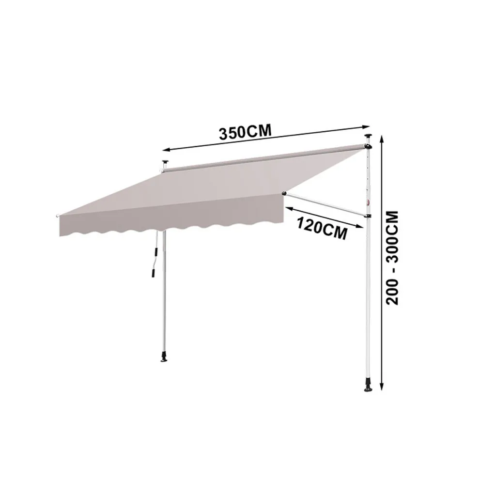 Tenda da Sole TolleTour 350cm Beige Senza Forare | Qualità da Balcone - 2