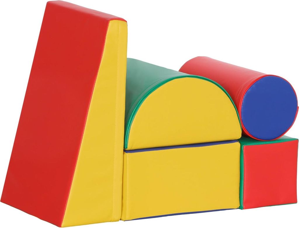 Softbausteine 5er-Set Schaumstoff Bausteine Riesenbausteine Bauklötze Bauspielzeug Schaumstoffblöcke für 1-3 Jahre alt Kinder Kunstleder EPE