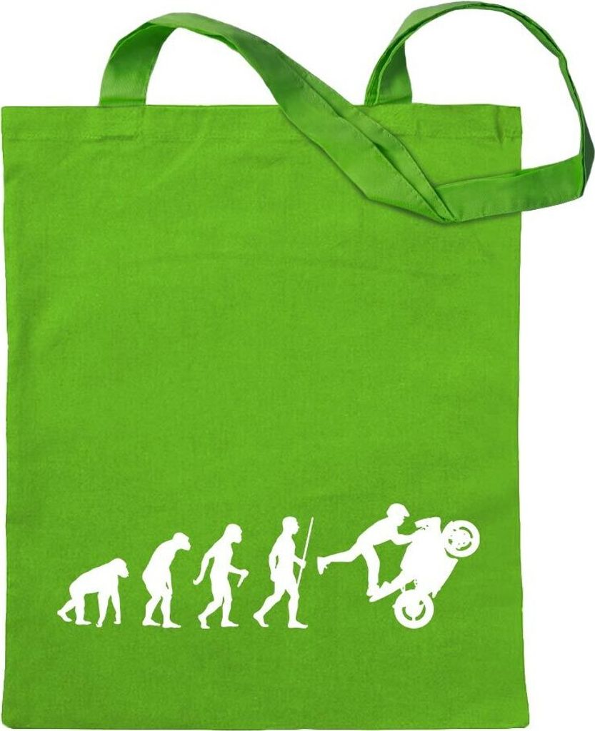 Kiwistar - Baumwolltasche - hellgrün - Rennmotorrad Evolution - Tragetasche Stoffbeutel Umhängetasche Langer Henkel