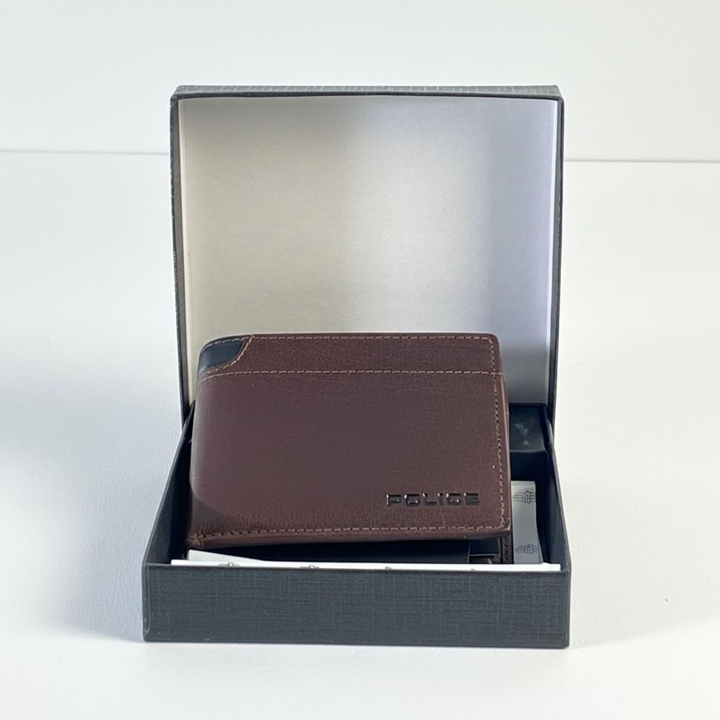 Police WALDO Herren Geldbörse Braun Echtleder Bifold – Elegantes Portemonnaie