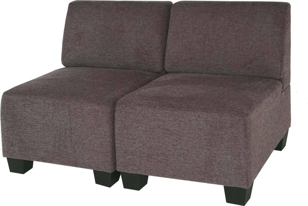 Modular 2-Sitzer Sofa Couch Lyon, Stoff/Textil braun, ohne Armlehnen