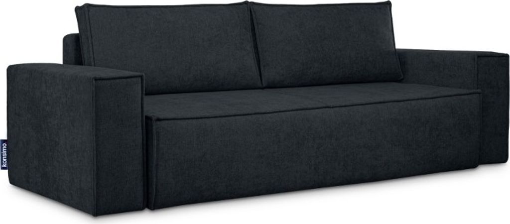 KONSIMO Schlafsofas 3 Personen zeitloses Design mit weiche Sitzfläche und hohe Rückenlehne "NAPI II" ,dunkelblau, Gewebe stoff, Modern, 244x89x10...