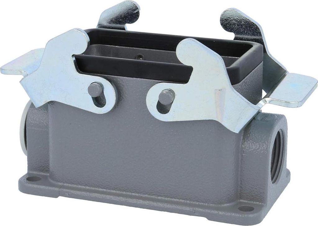 HARTING Han 10B Sockelgehäuse niedrig, 1xM20 seitlicher Kabelabgang, mit 2 Querbügeln Verschraubung M20 Klemmbereich