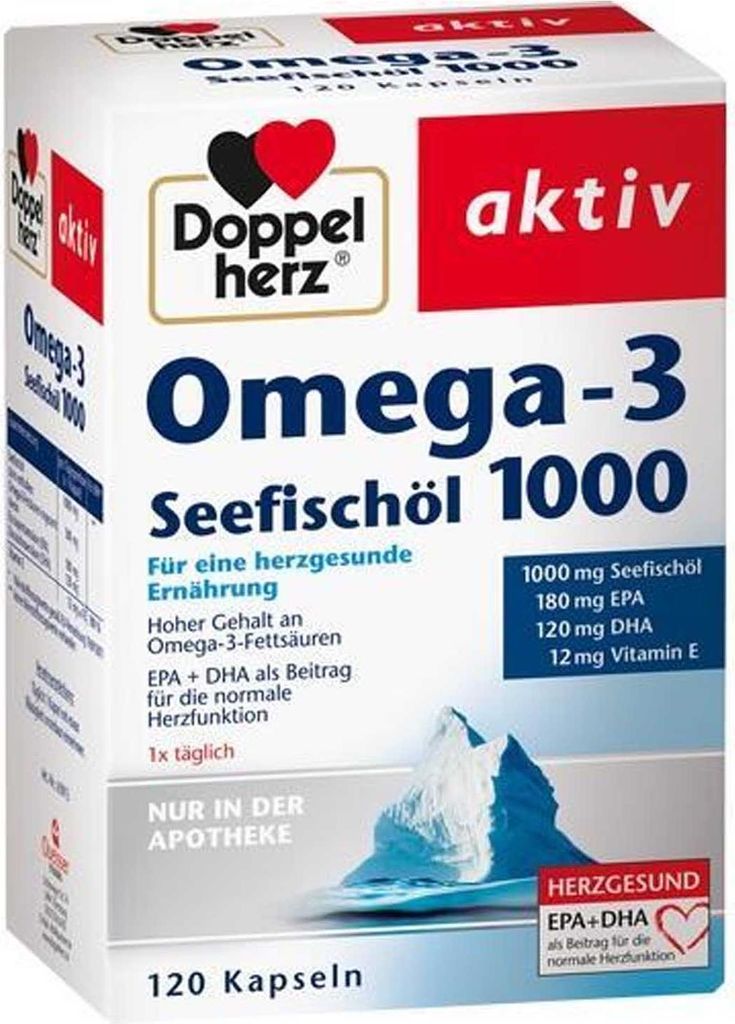 Olio di pesce marino Omega-3 Doppio Cuore 1000 Capsule 120 Immagine del prodotto 