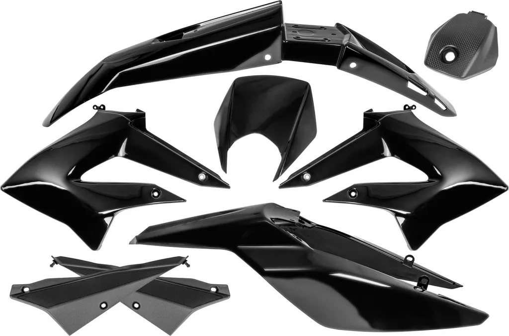 Kit Carénage 8 Pièces Résistant et Flexible pour Derbi Senda III Noir