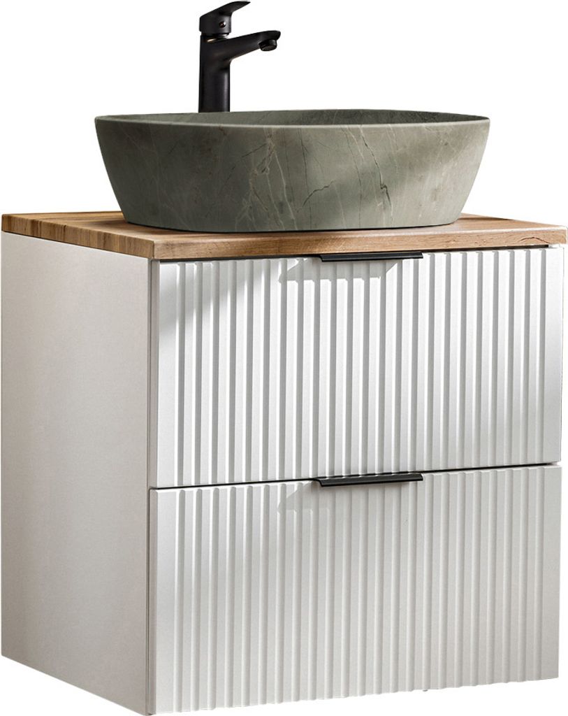 Badmöbel Waschtisch Unterschrank Set 60 cm matt weiß mit Produktbild 
