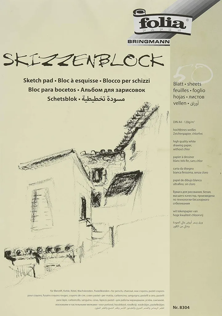 Blocco per Schizzi Folia 8304 A4 120g - Ideale per Matita e Carboncino