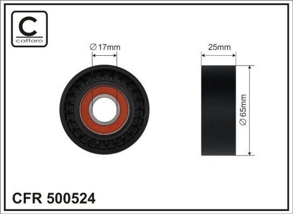 CAFFARO 500524 Spannrolle Keilrippenriemen 65mm für VW Polo Schrägheck (6R1, 6C1) für AUDI A1 Sportback (8XA, 8XF) A1 Schrägheck (8X1, 8XK) fü...