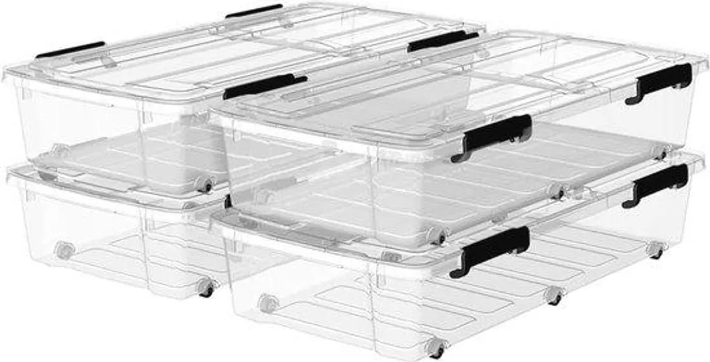 Grande caisse pliante transparente 50 litres en plastique recyclable