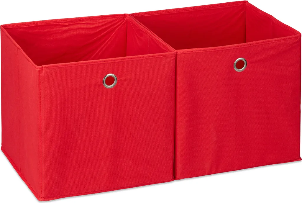 Relaxdays Set 12 Scatole Portaoggetti Tessuto Rosso Pieghevoli - Offerta