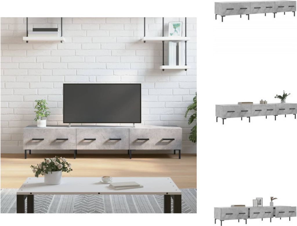 vidaXL TV-Schrank Betongrau 150x36x30 cm Holzwerkstoff - TV-Möbel