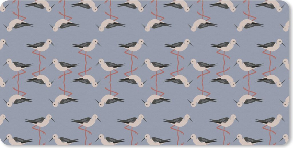 MuchoWow Schreibtischunterlage Vogel - Storch - Muster 80x40 cm - XXL Mauspad - Gaming Mauspad