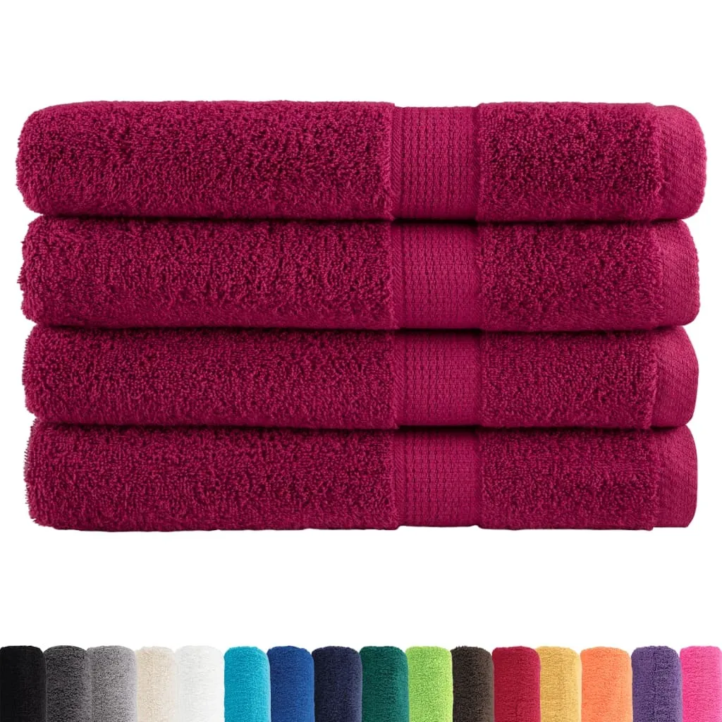 Set Bagno vidaXL SOLUND 4pz Bordeaux - Teli XL 100x200cm in Cotone