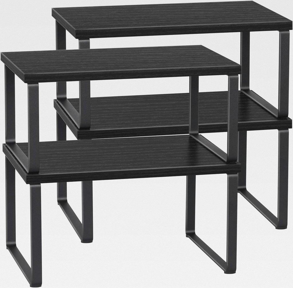 Set mit 4 Küchenthekenregalen, stapelbares Regal-Organizer, stapelbares Holz-Arbeitsplattenregal, Arbeitsplatten-Aufbewahrungsregal für Speisekam...