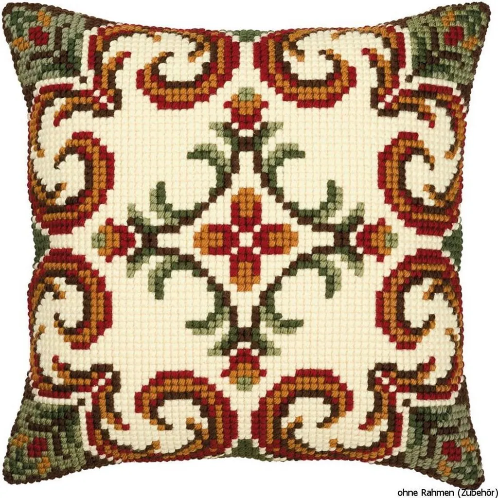Kit broderie coussin Vervaco géométrique canevas peint à la main 40cm