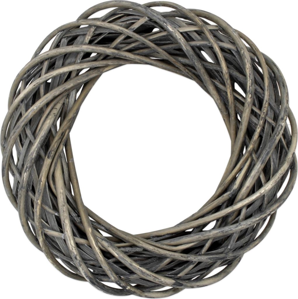 2.06 Holzkranz Kubu aus Weide - ca. Ø 30 cm - Kranz in grau Produktbild 