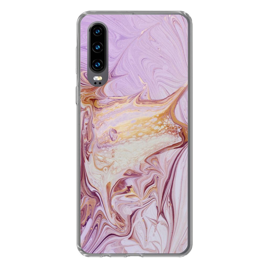 MuchoWow Handyhülle Schutzhülle Hülle für Huawei P30 Marmor - Farbe - Abstrakt Silikon Softcase Handy Hülle - Kartenbesitzer