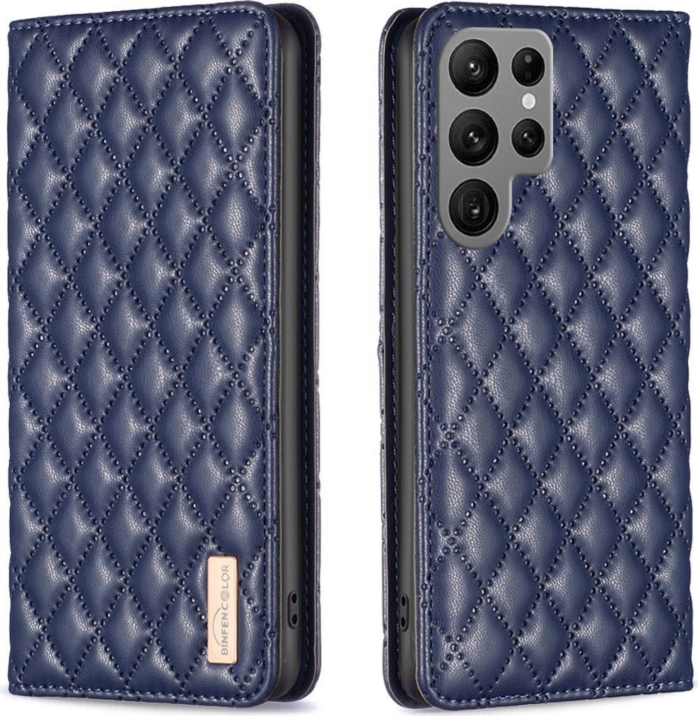 Galaxy S23 Ultra Hülle, Elegant Bookstyle Flip Leder Kartenfächer Schutzhülle mit Ständer für Samsung Galaxy S23 Ultra Blau