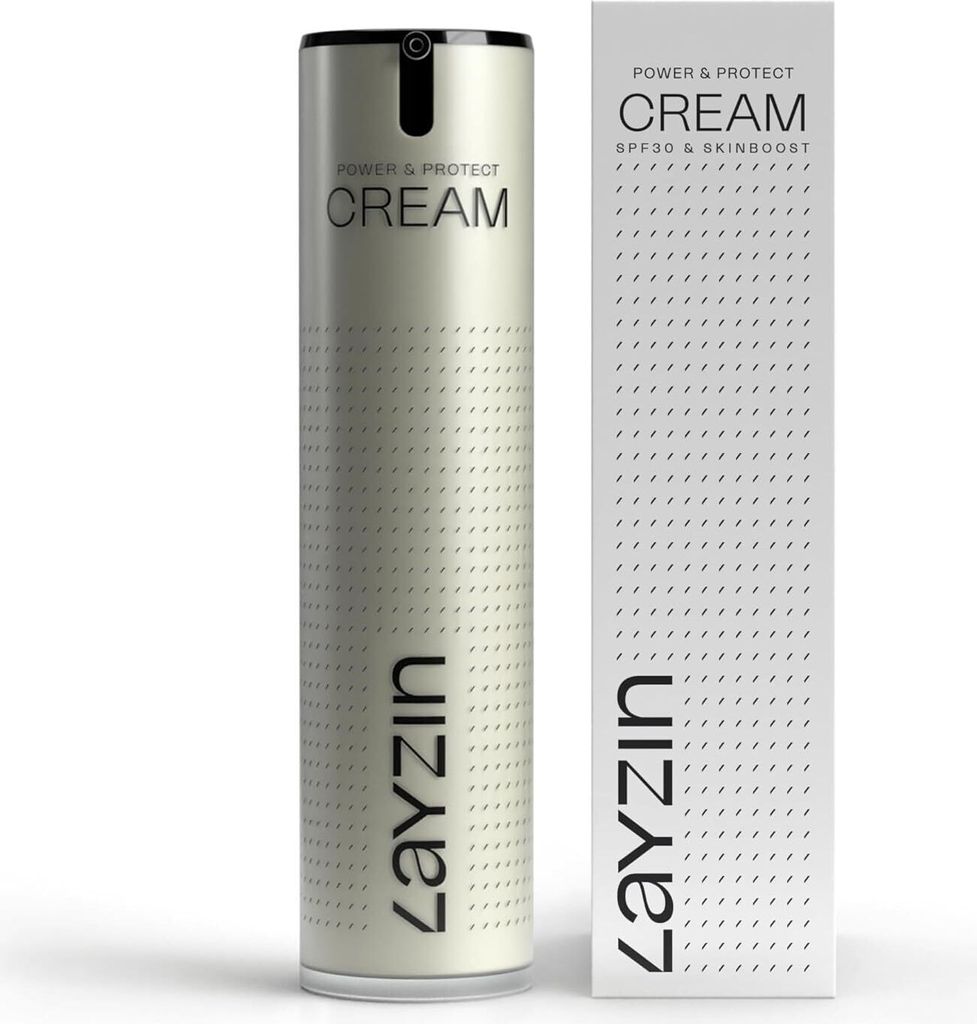 LAYZIN Power & Protect - Faltenreduzierende Hyaluron Gesichtspflege mit LSF 30 - Feuchtigkeitsspendende Anti-Aging Creme - Sonnenschutz mit Pentavitin