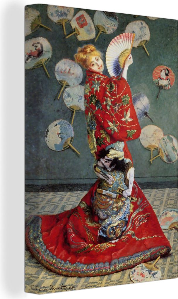 OneMillionCanvasses - Leinwandbilder - 90x140 cm, Camille Monet in japanischer Tracht - Gemälde von Claude Monet, Wandbilder Kunstdruck Wanddeko...