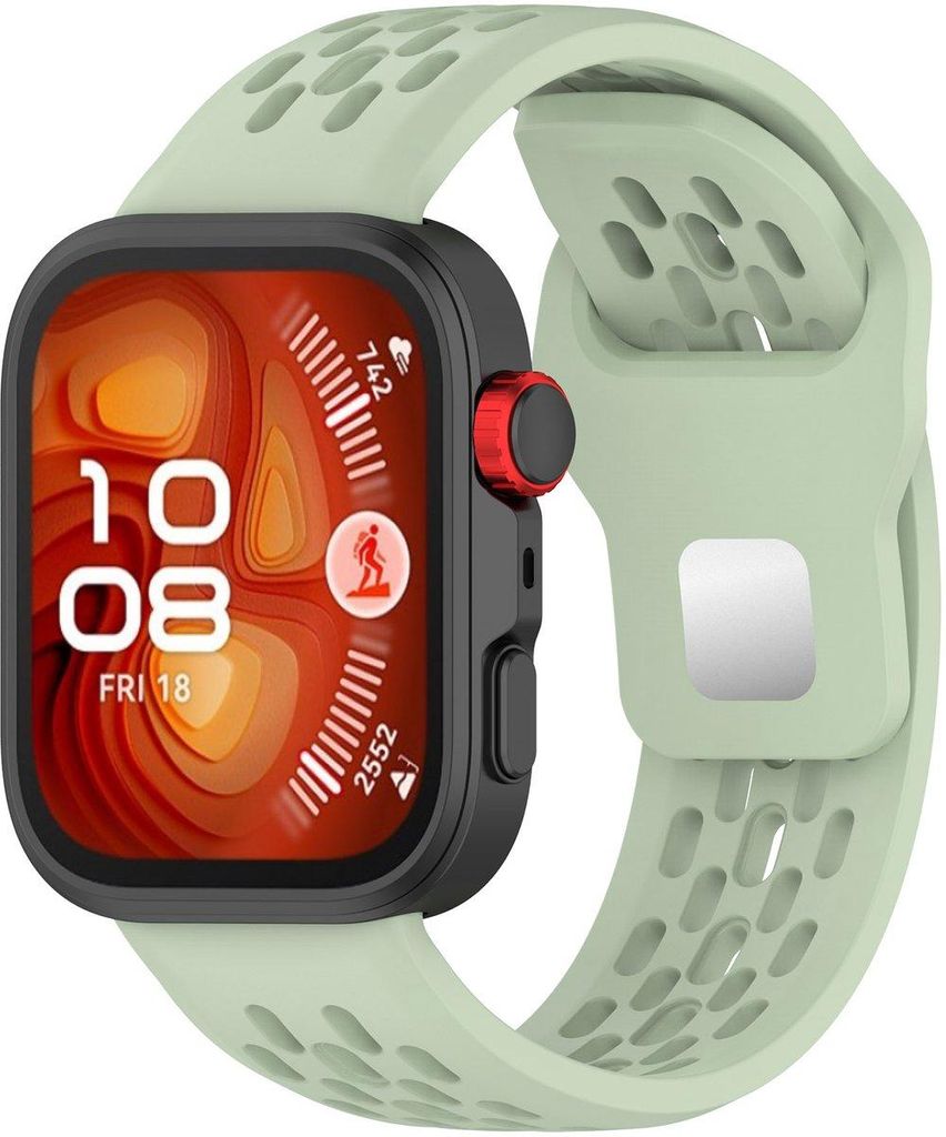 FFO2World Sport-Silikonarmband für Huawei Watch Fit 4 Pro/4/3 – Atmungsaktiv, bequem und leicht – Graugrün
