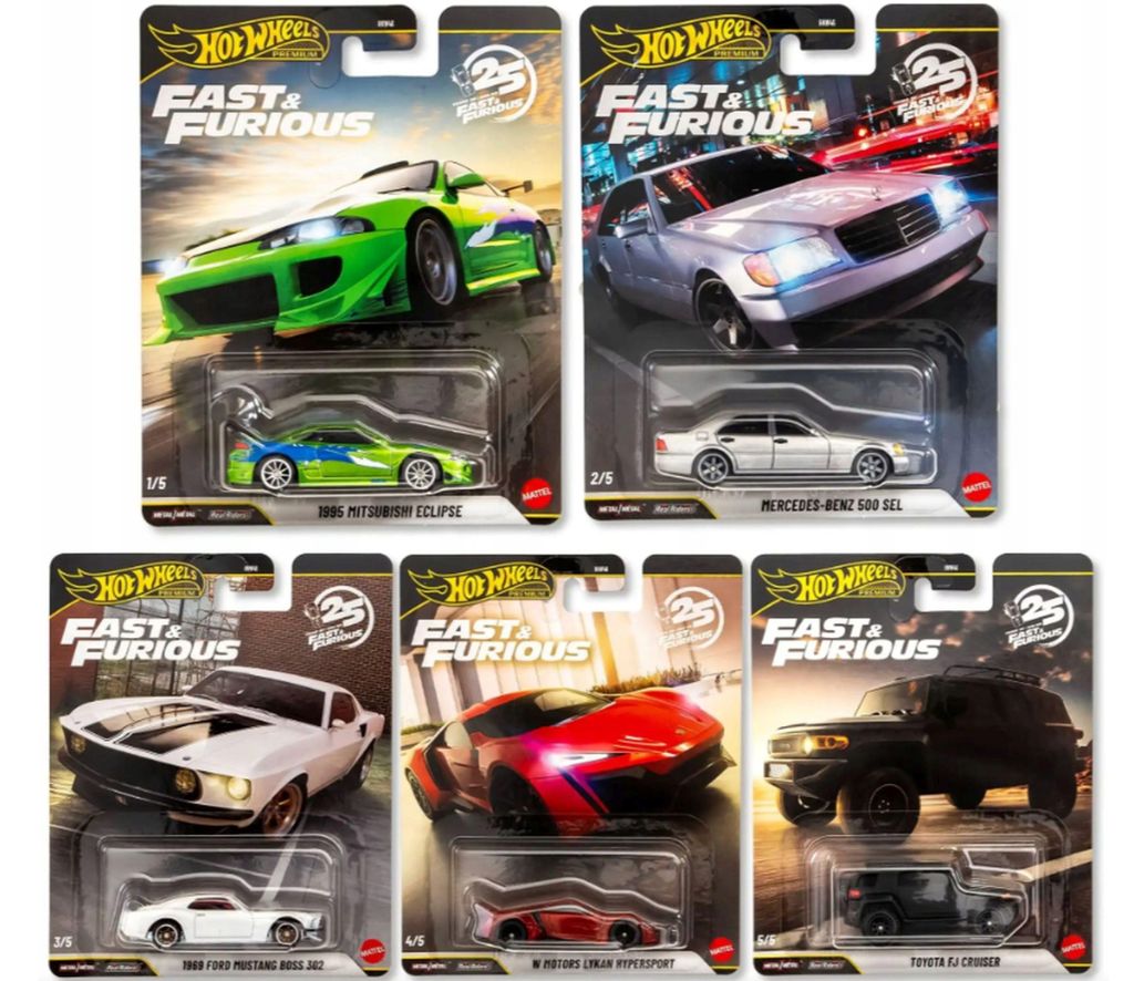 HOT Wheels Premium Fast & Furious Set 5 Autos mit Mitsubishi Eclipse HNW46-979N