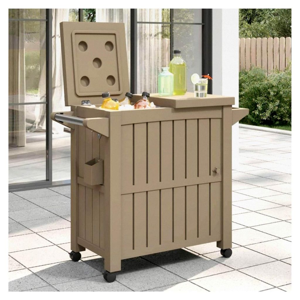 Küchen- und Esswagen, 3-in-1-Servierwagen, hellbraunes Polypropylen