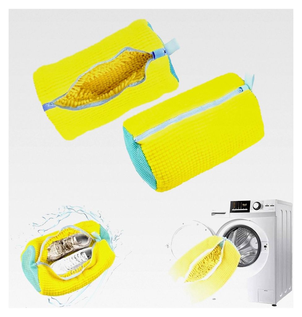1 Stück Anti-Deformations-Wäschenetz für Schuhe, 360° Reinigungsflaum, mit Reißverschluss, wiederverwendbarer Schuhwaschbeutel für die Waschm...