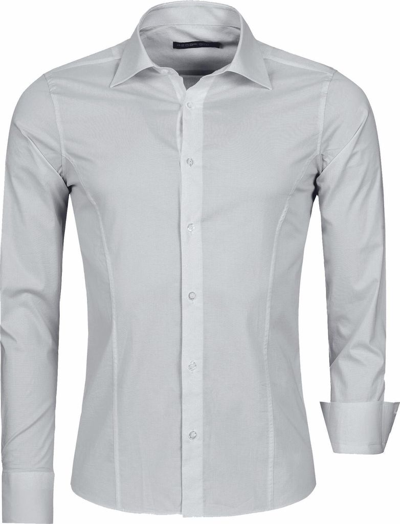 Red Bridge Herren Basic Design Slim Fit Langarm Hemd Grau 3XL