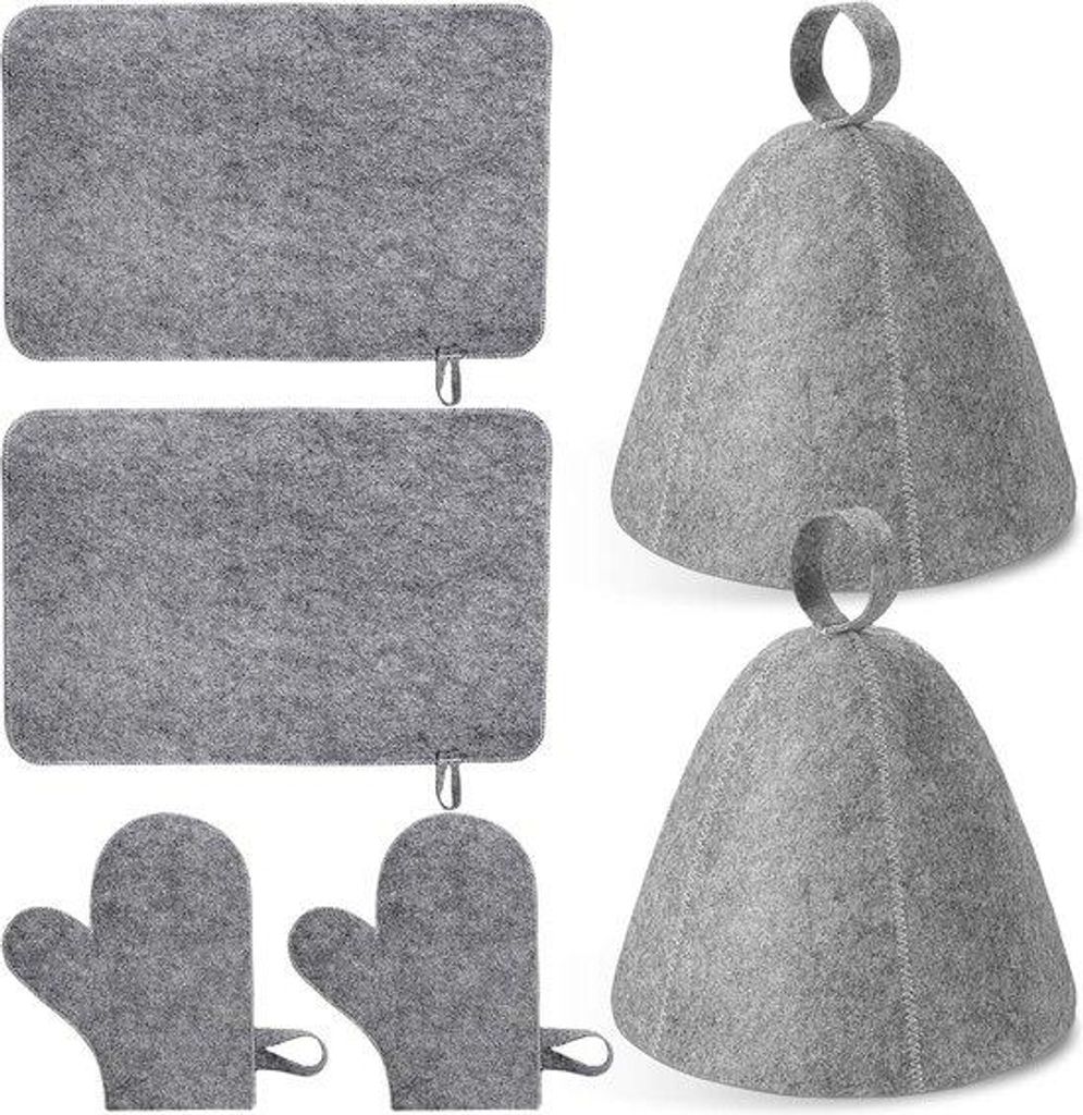 Saunahandschoenen-Set aus Vilten - mit Haken - atmungsaktiv - Geschenk für Saunafans.