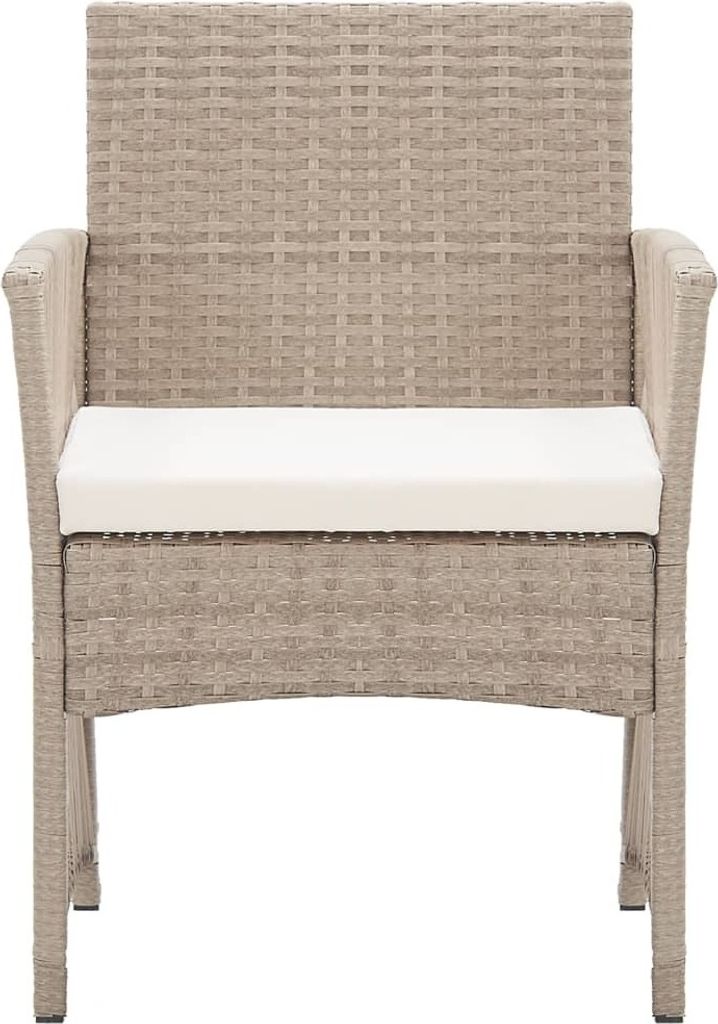 Möbel Outdoor-Stuhl/Picknickstuhl - Gartensessel mit Sitzkissen 2er Set - Gartensessel - Beige Poly Rattan - 52x56x76 cm Top3679602