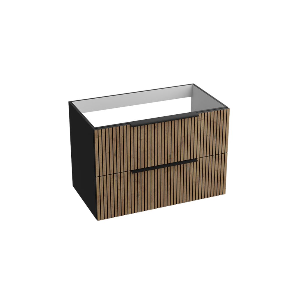 LAVITA Badezimmerschrank Oklahoma Wood/Black 800 | Hängeschrank | Badschrank | Waschtischschrank | Schrank 80cm Breit | Mehrzweckschrank | Hänges...