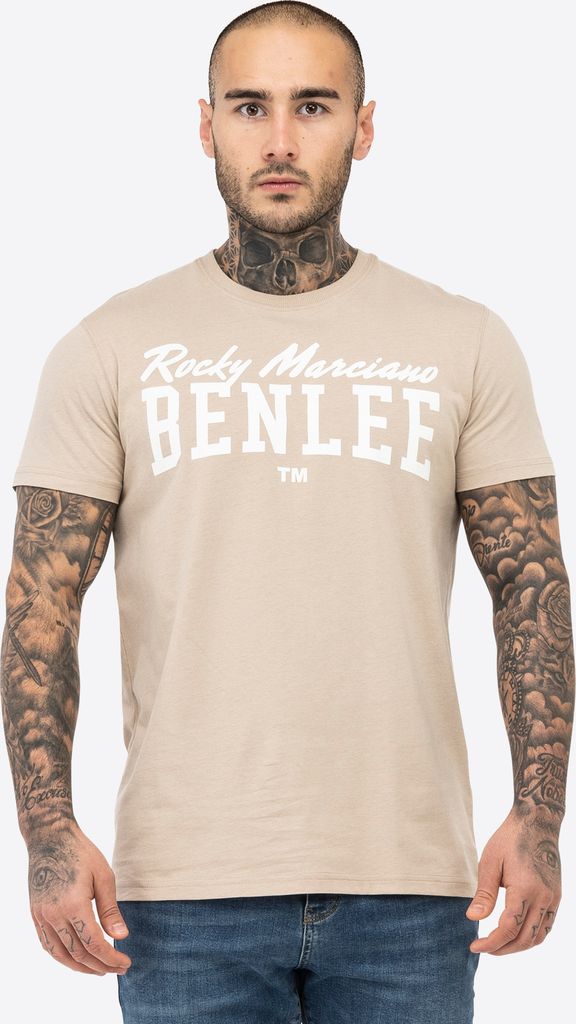 Herren T-Shirt normale Passform LOGO Sand/White XL BENLEE