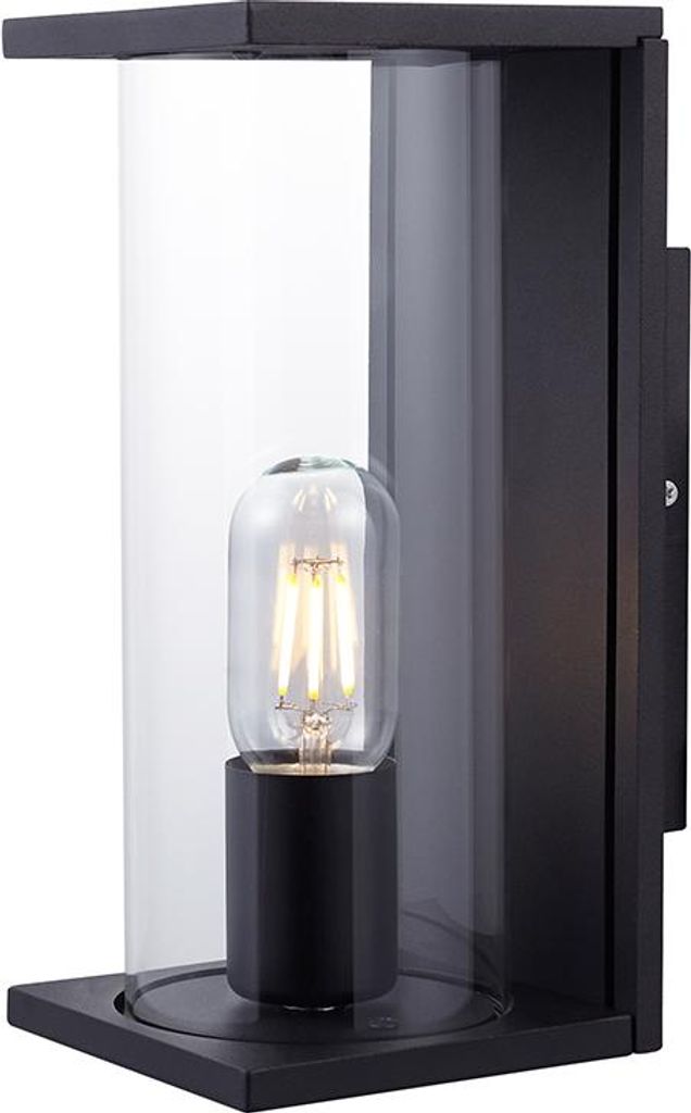 V-TAC LED-Wandleuchte für den Außenbereich - E27-Fassung - IP44 - Klarglas - Mattschwarz