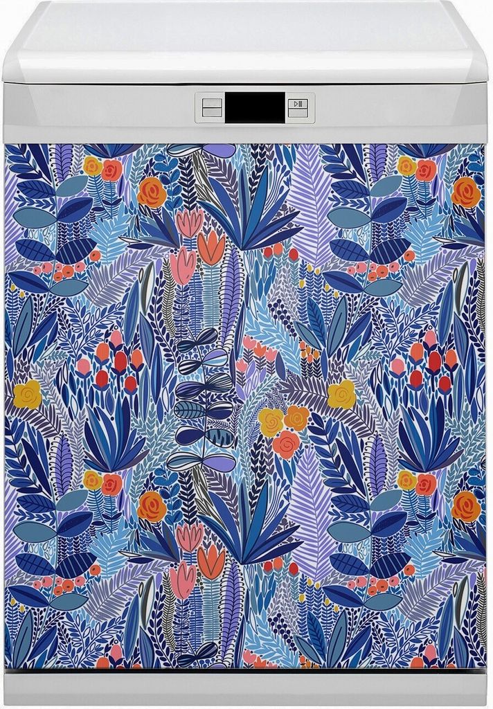 Küche Dekorative Magnete Magnet Folie für Geschirrspüler 60x80 cm - Wilde Blumen
