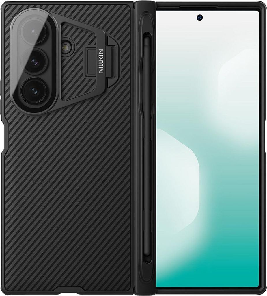 Handyhülle mit Kameraschutz und Stift für Galaxy Z Fold7, Nillkin CamShield Prop Magnetic, Schwarz