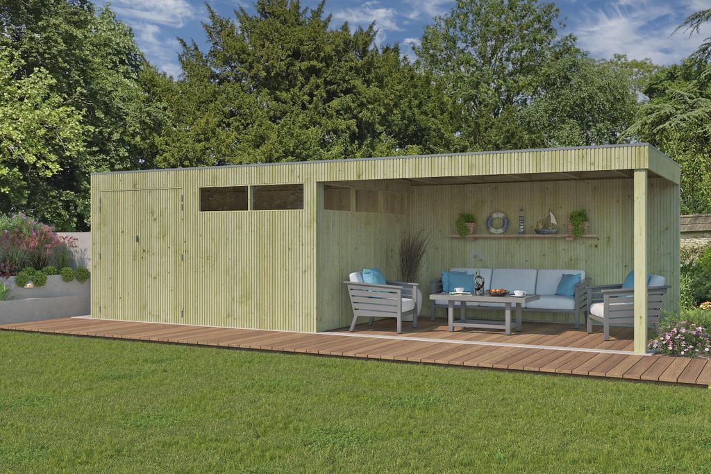 Gartenhaus Modell QBV3-Line 11,89 m² + 400 cm Anbau