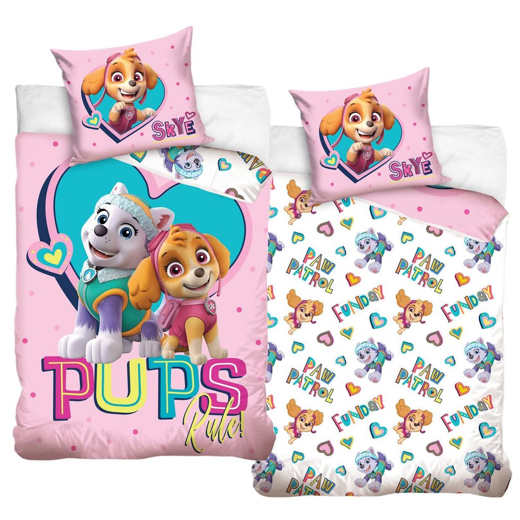 Paw Patrol Mädchen-Bettwäsche 80x80 cm + 135x200 cm · Produktbild 