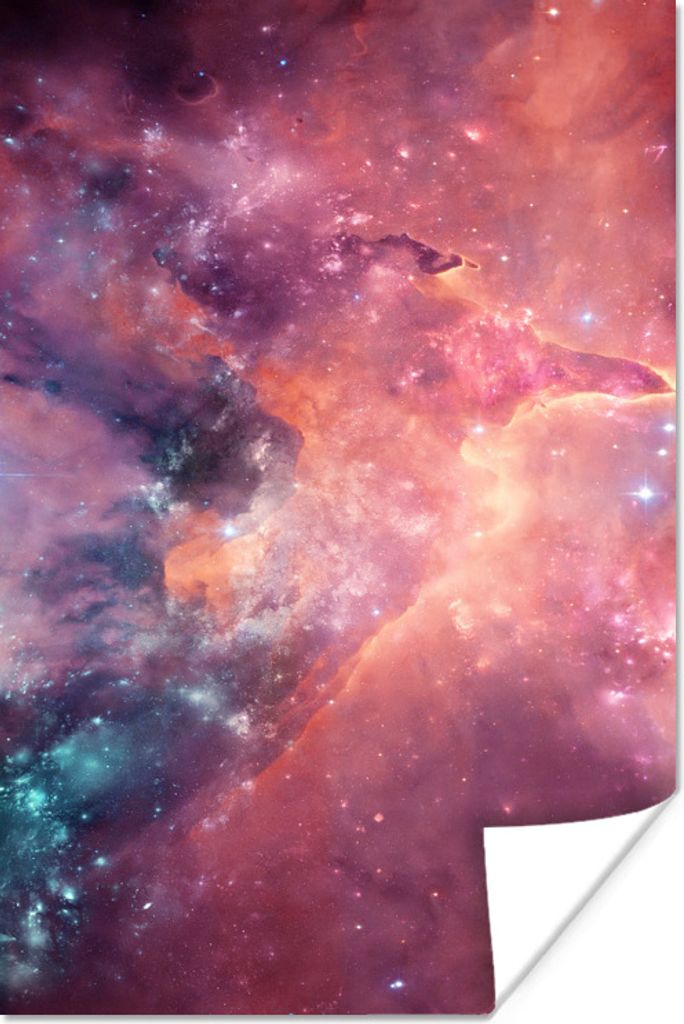 MuchoWow Poster Orange - Weltraum - Sterne 20x30 cm - Papierdruck