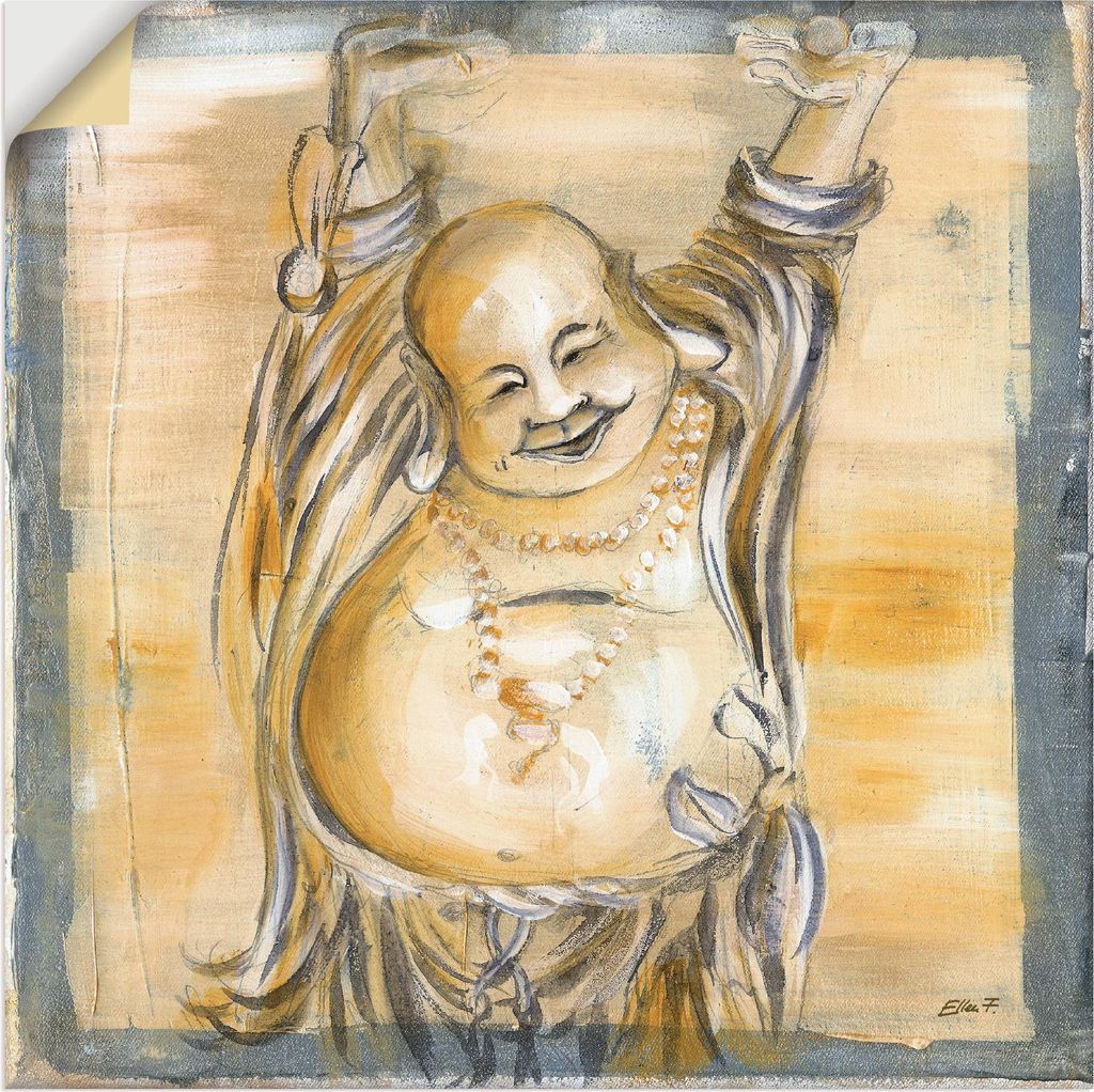 ARTland Wandbild, selbstklebend Fröhlicher Buddha II Größe: 70x70 cm