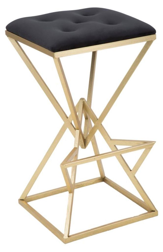 Mauro Ferretti Piramid Barstuhl 40x40x75 cm schwarz gold Produktbild 